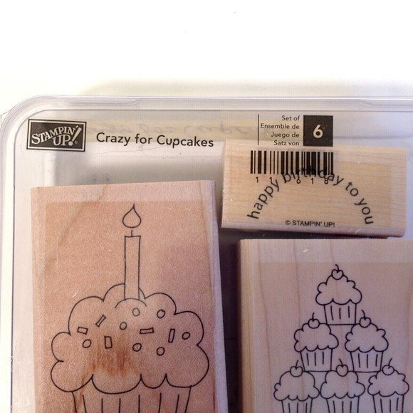 Stampin’ Up! Crazy For Cupcakes Set of 6 Tags New Open Box #111618 Wood Mounted - Picture 5 of 10